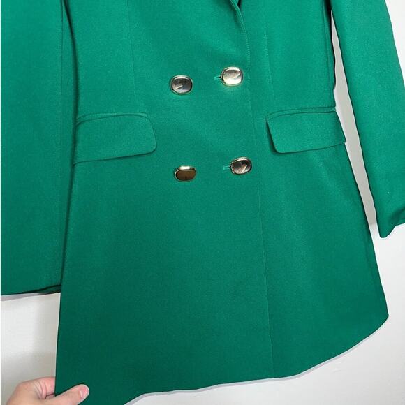 Zara Green Blazer Dress Women’s Small Double Breasted Long Sleeve Blogger Fav - Picture 4 of 8